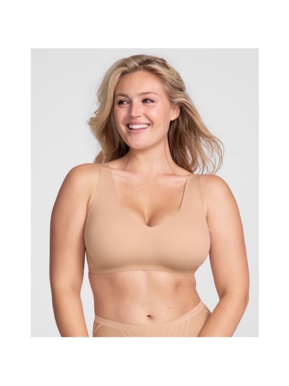 HONEYLOVE liftwear v-neck bra in Nude Wireless Sculpting Bra